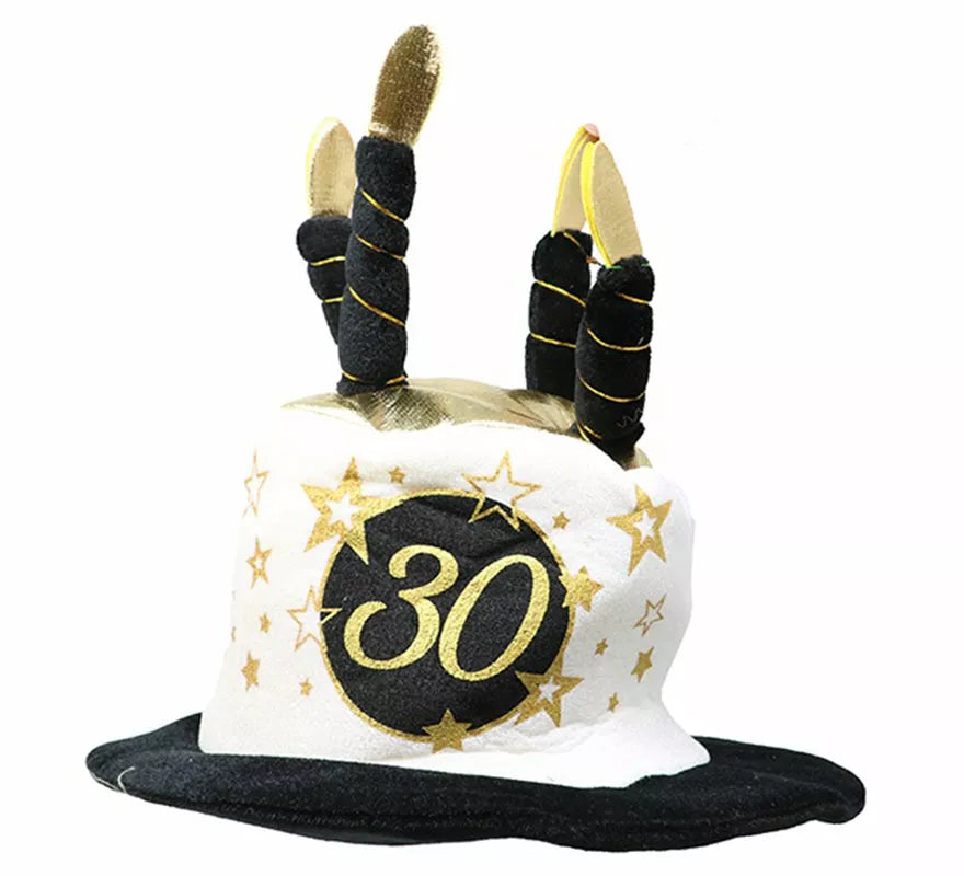 Sombrero Velas Blanco y Negro de 30 Años Cumpleaños y Aniversarios