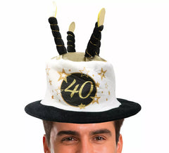 Hat with Black and White Candles for 40 Years Birthdays and Anniversaries