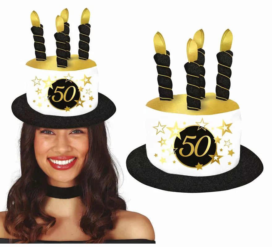 Sombrero Velas Blanco y Negro de 50 Años Cumpleaños y Aniversarios
