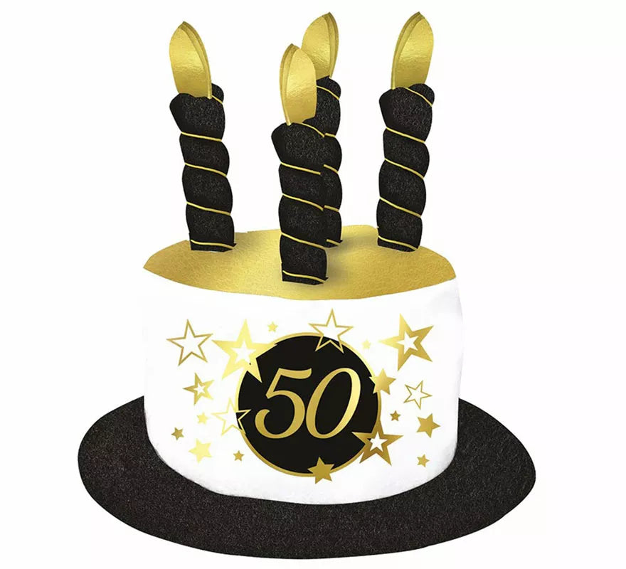 Sombrero Velas Blanco y Negro de 50 Años Cumpleaños y Aniversarios