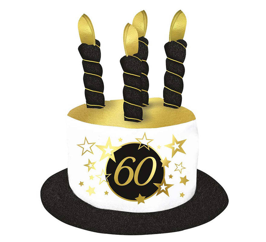 Sombrero Velas Blanco y Negro de 60 Años Cumpleaños y Aniversarios