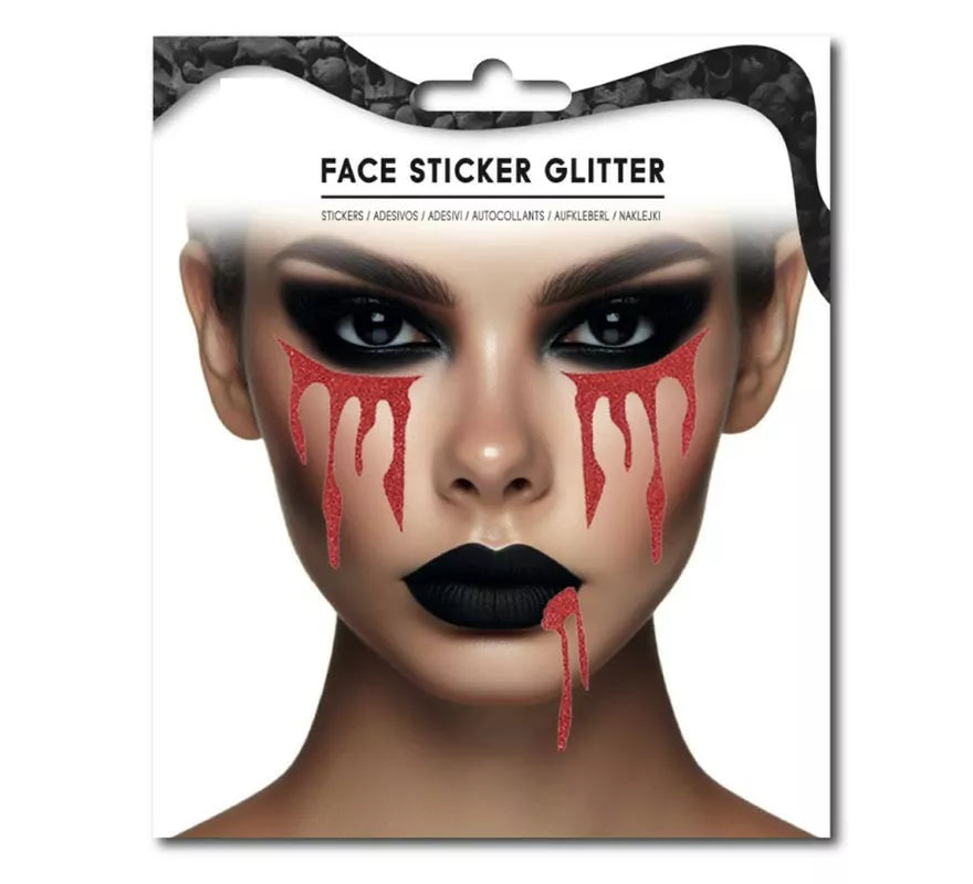Sticker Facial de lágrimas de sangre falsa halloween brillante