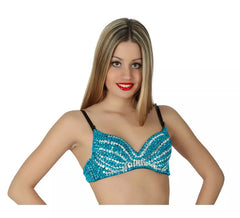 Blue Sequin Arab Dance Bra or Top