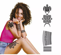 Black Turtle and Flower Tattoos