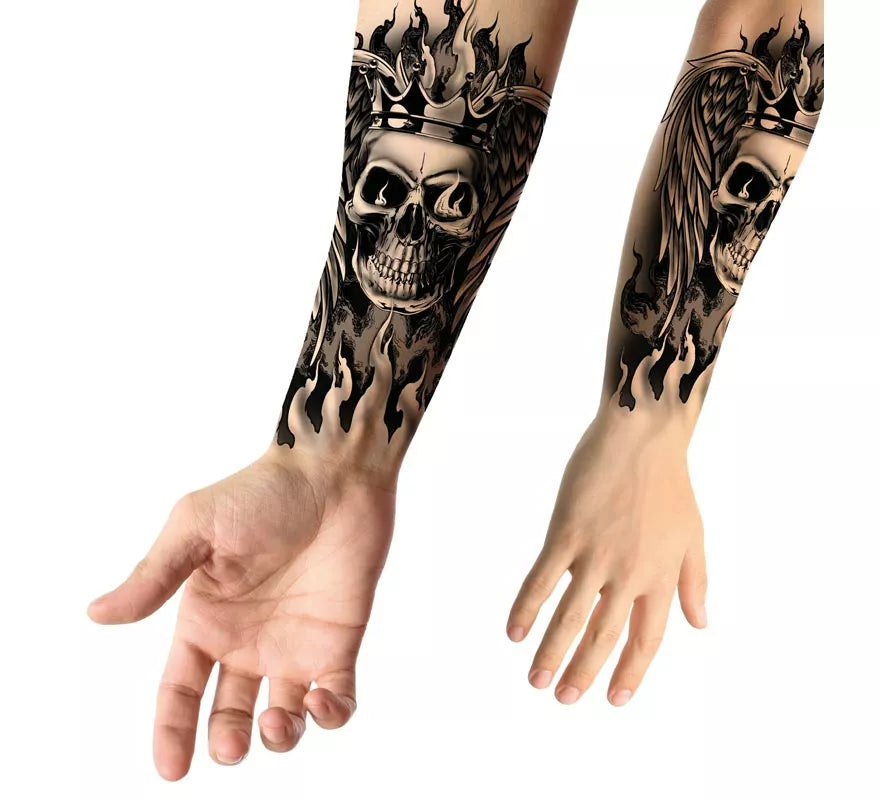 Translation missing: en.Tatuaje de Calavera en llamas blanco y negro