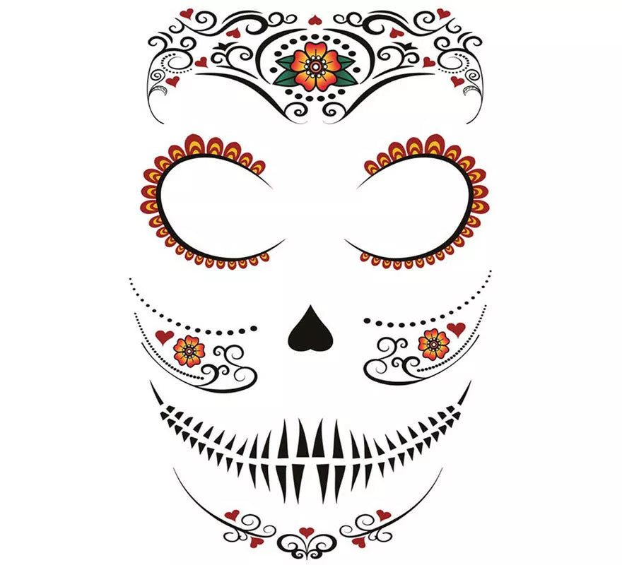Translation missing: en.Tatuaje de Catrina Facial de 30x14 cm