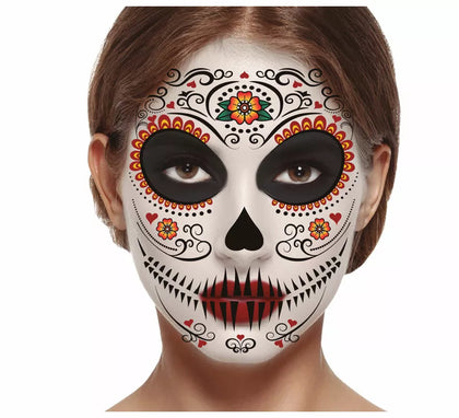 Tatuaje de Catrina Facial de 30x14 cm