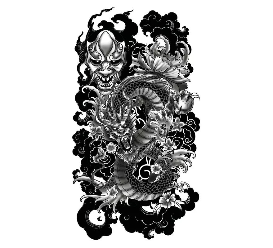 Tatuaje de Dragón y Demonio