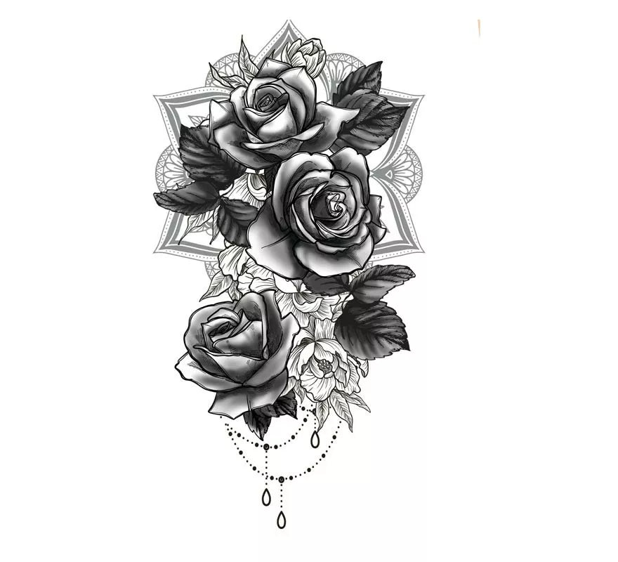 Translation missing: en.Tatuaje de Rosas blanco y negro