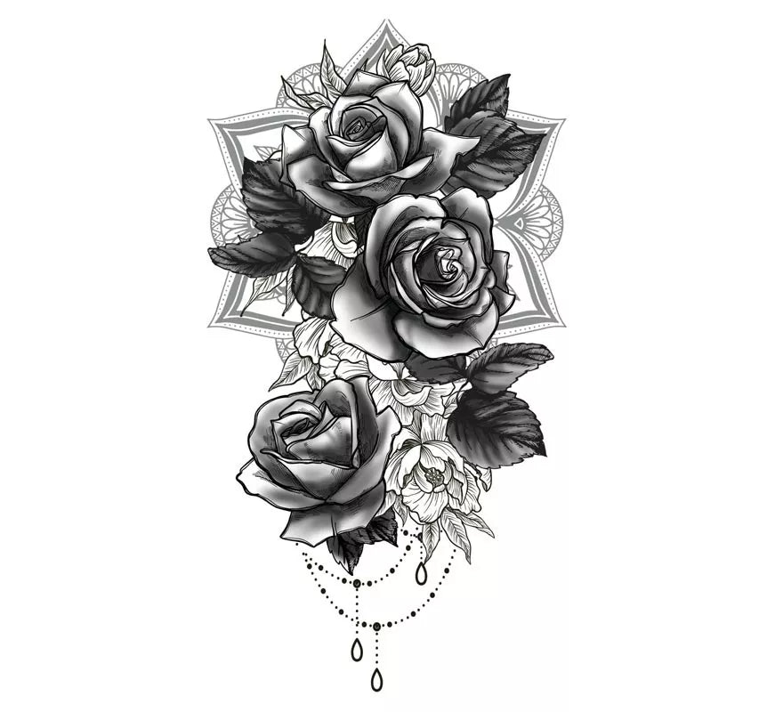 Tatuaje de Rosas blanco y negro