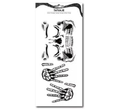 Skeleton face and hands tattoo