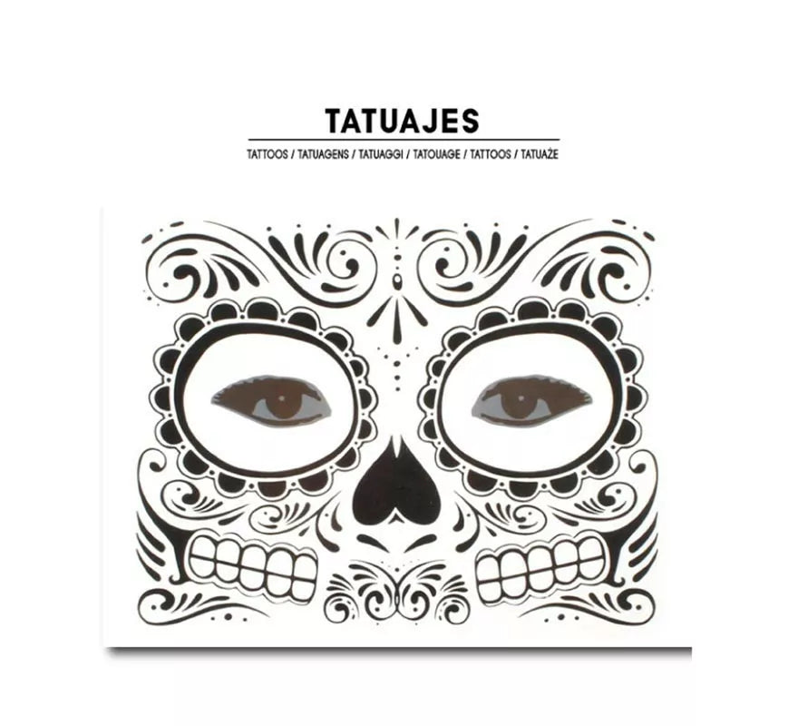 Tatuaje facial de Catrina Calavera negra adulto