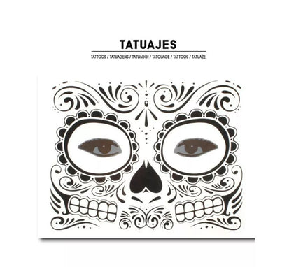 Tatuaje facial de Catrina Calavera negra adulto