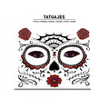 Tatuaje facial de Catrina rosas rojas adulto
