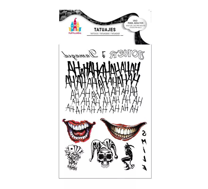 Translation missing: en.Tatuajes de Arlequín conflictivo sonrisas y texto negro