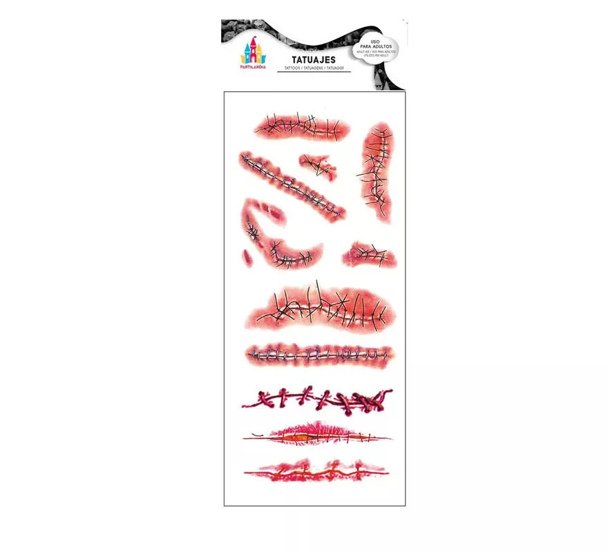 Translation missing: en.Tatuajes de Heridas rojas con costuras