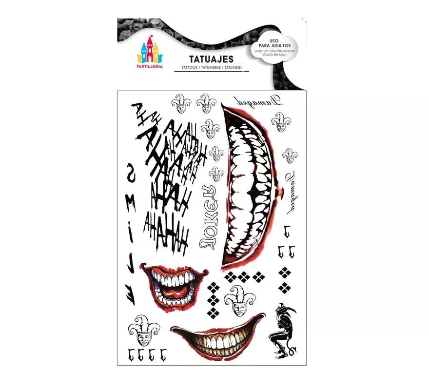 Tatuajes de Payaso conflictivo texto y sonrisas roja
