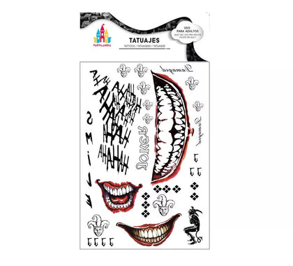 Tatuajes de Payaso conflictivo texto y sonrisas roja