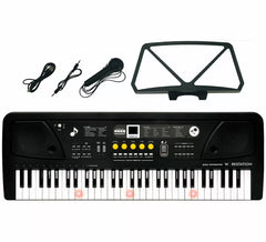 61-Key Electronic Keyboard with USB Microphone and Teacher Function - Black