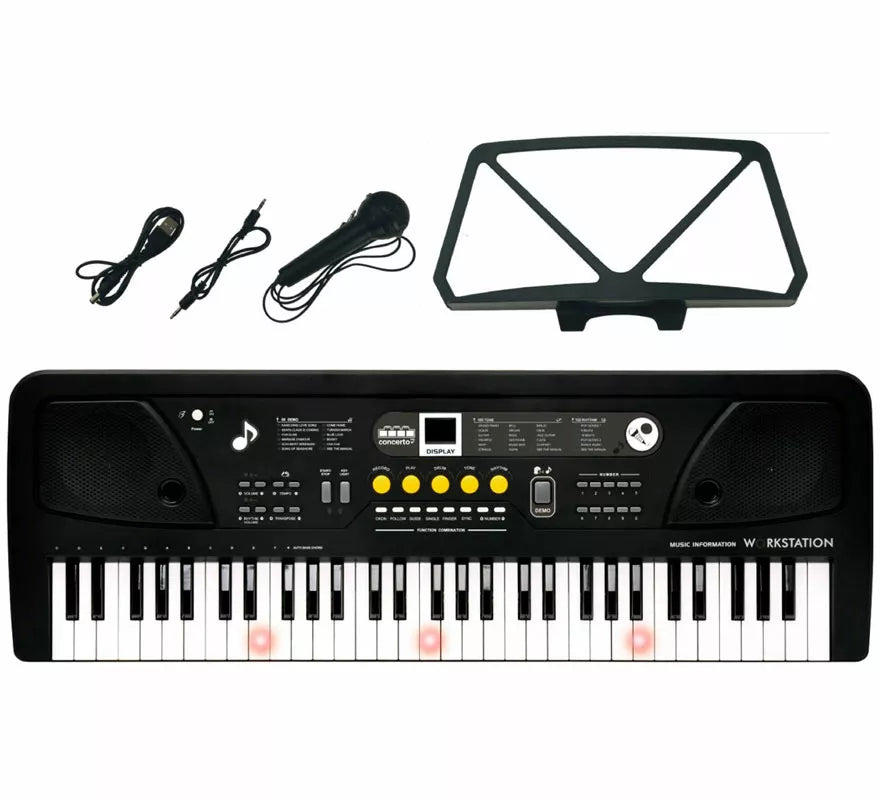 Translation missing: en.Teclado Electrónico de 61 Teclas con Micrófono USB y Función Profesor negro