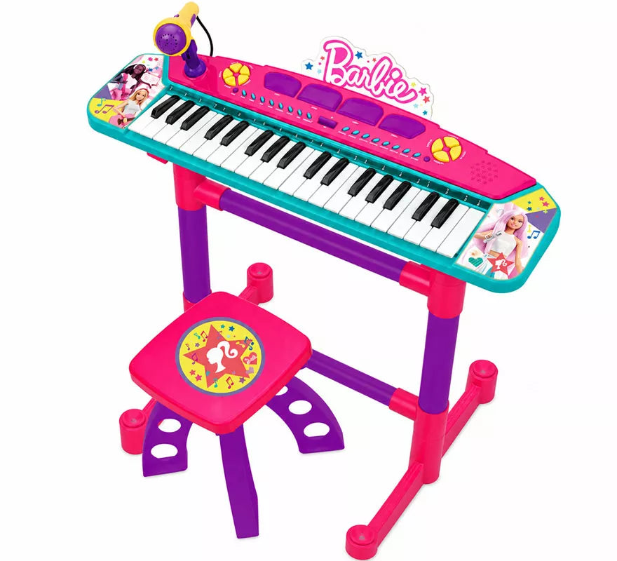 Translation missing: en.Teclado Musical Barbie con Pie, Banqueta y Micrófono