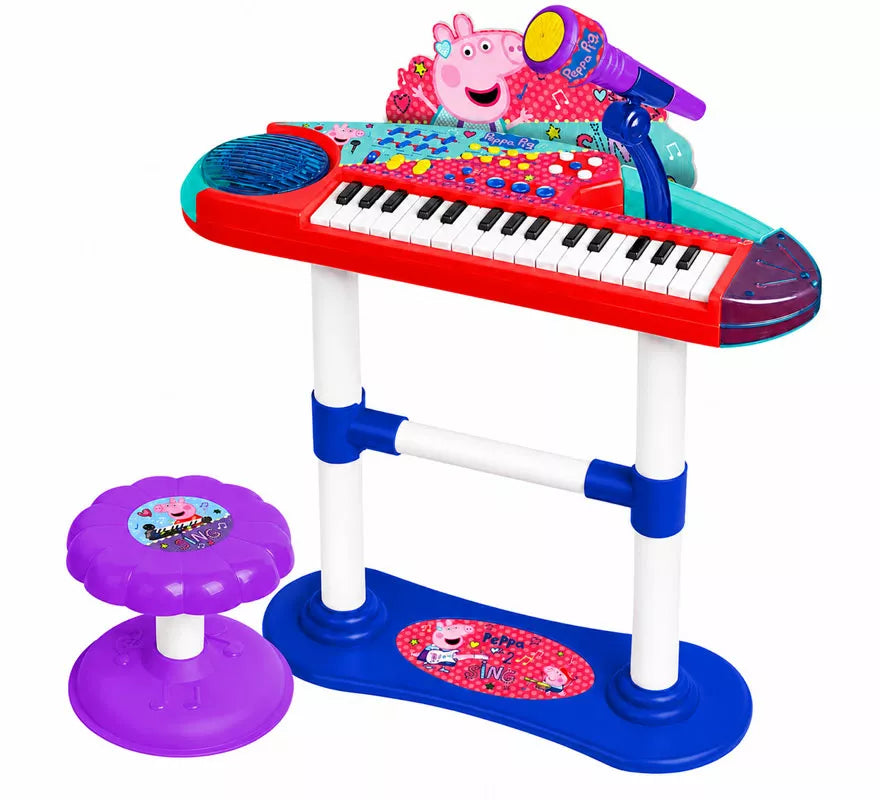 Teclado Musical con Micrófono, Pie y Banqueta Peppa Pig