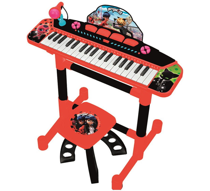 Translation missing: en.Teclado Musical con Pie, Banqueta y Micrófono Ladybug