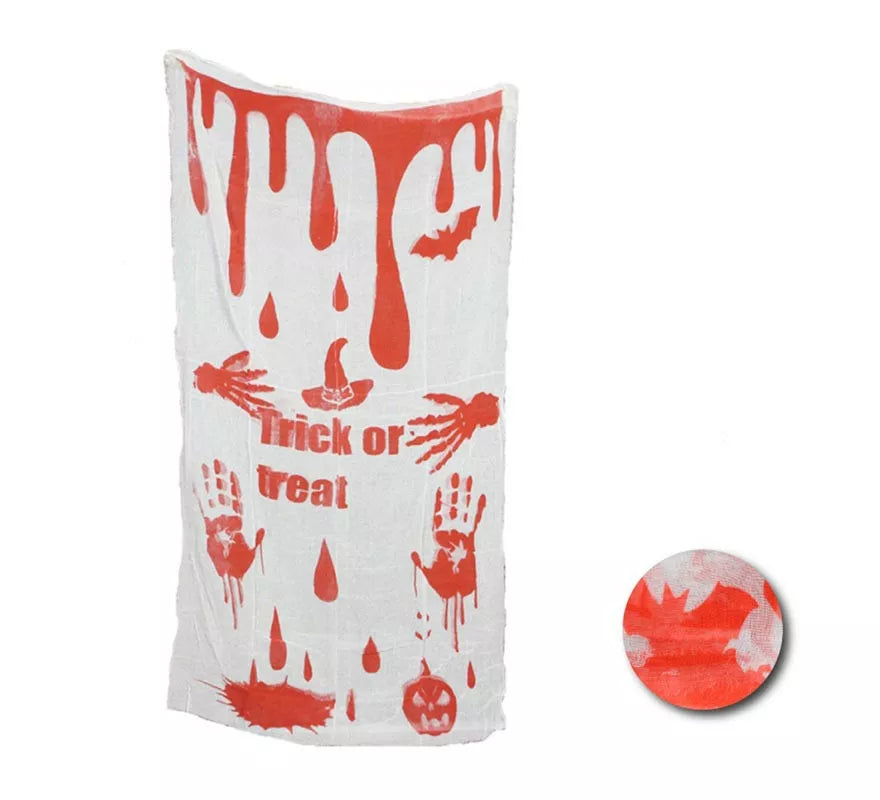 Translation missing: en.Tela Trick or Treat con sangre falsa decorativa de 0,8x1,55 m