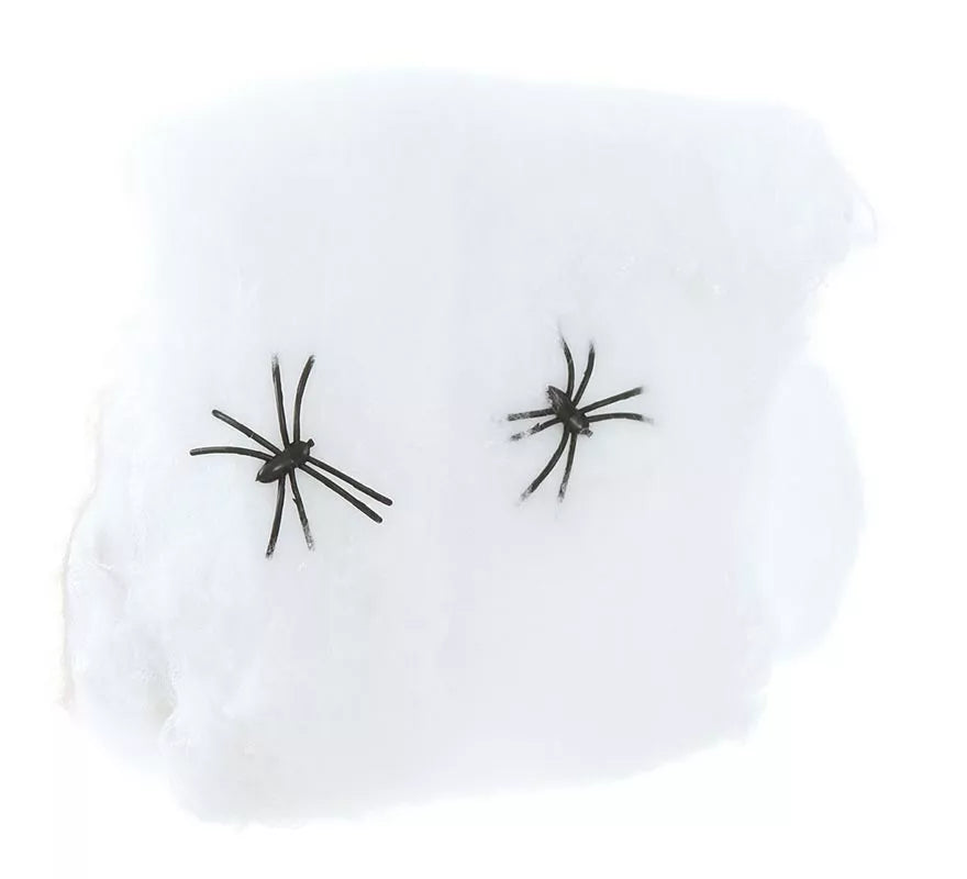 Translation missing: en.Telaraña 20 gr. con 2 arañas para decoración de Halloween de