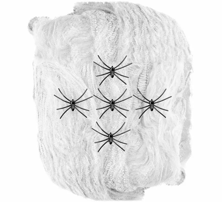 Telaraña blanca de 100 g con 5 Arañas