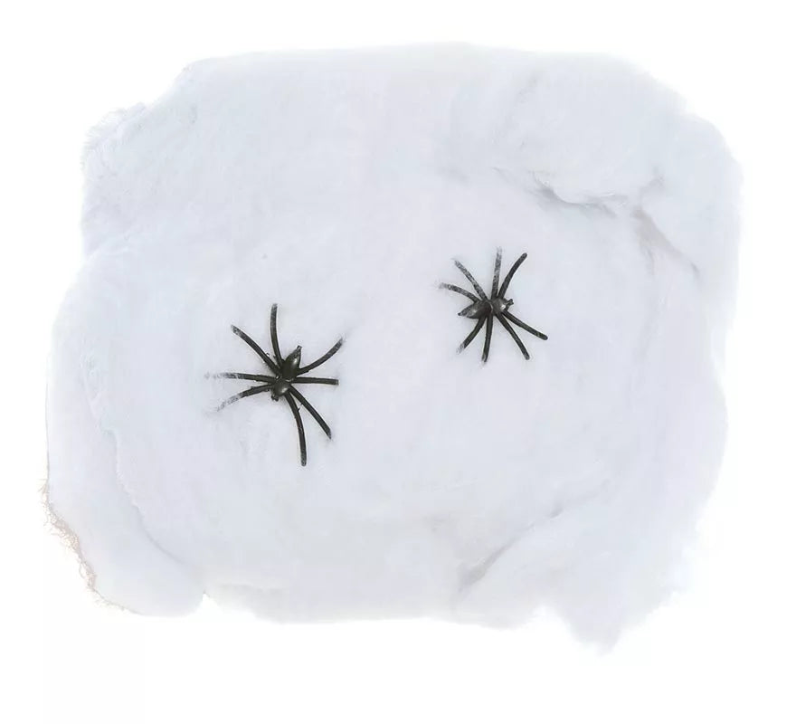 Translation missing: en.Telaraña blanca de 40 gr con arañas para decoración Halloween