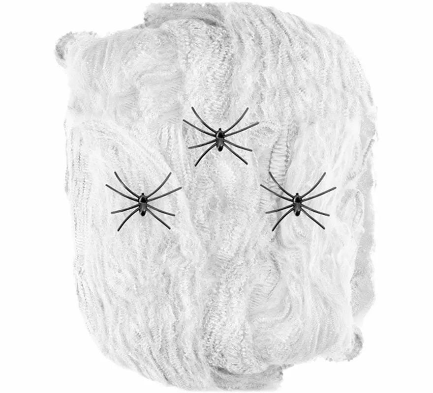 Telaraña blanca de 50 g con 3 Arañas