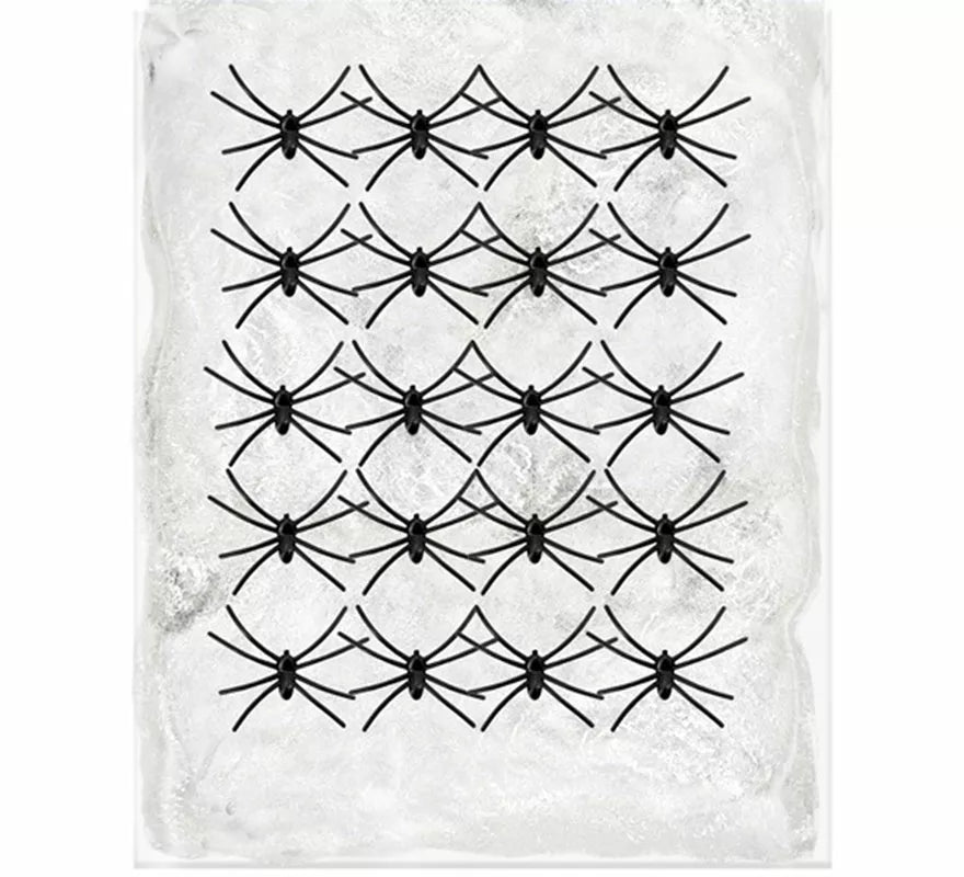 Translation missing: en.Telaraña blanca de 500 g con 20 Arañas