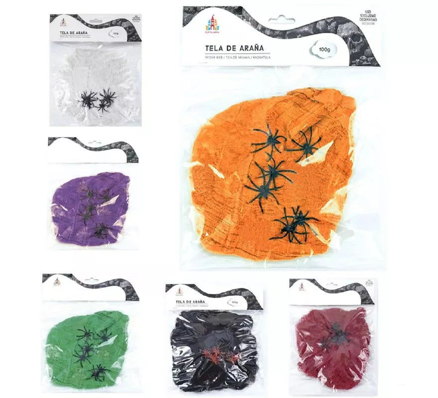 Telaraña con arañas de 100 g en varios colores