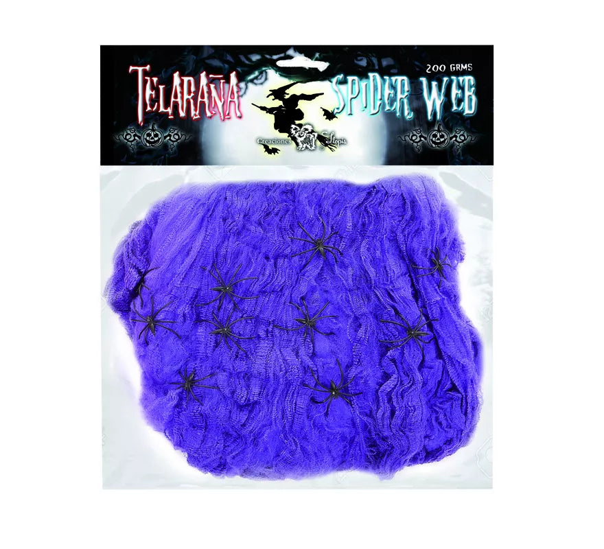 Telaraña de 200 gr con 10 Arañas de colores surtidos
