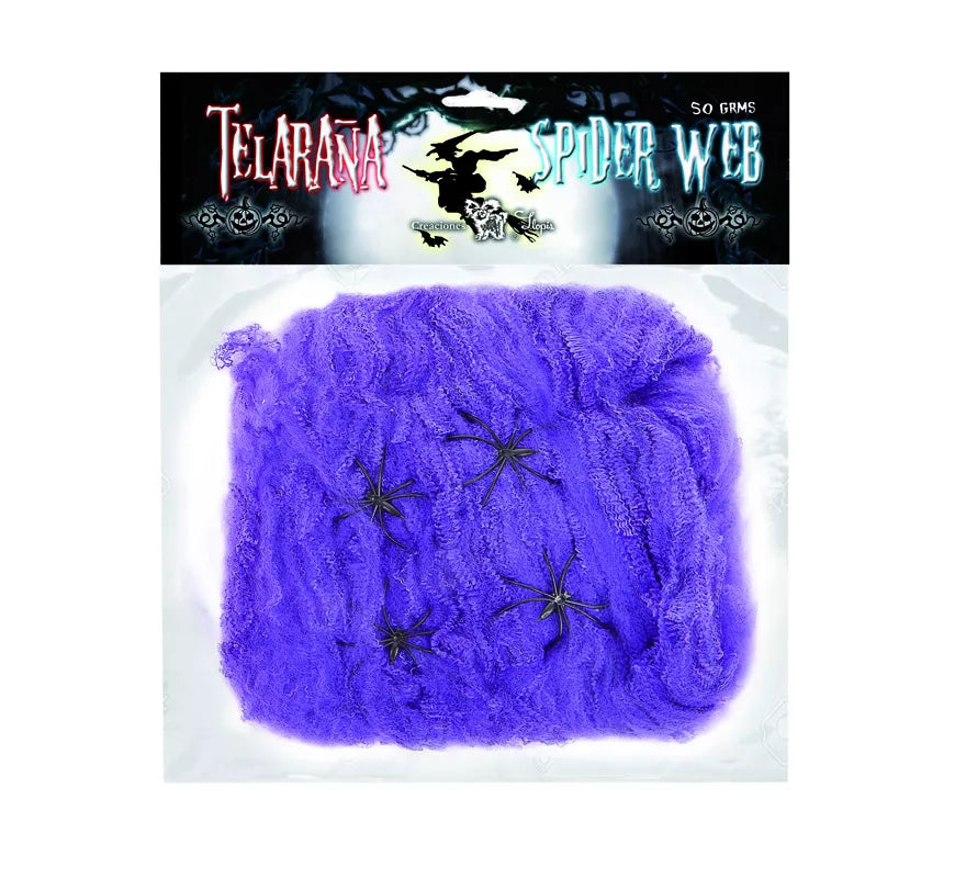 Telaraña de 50 gr con 4 Arañas de colores surtidos