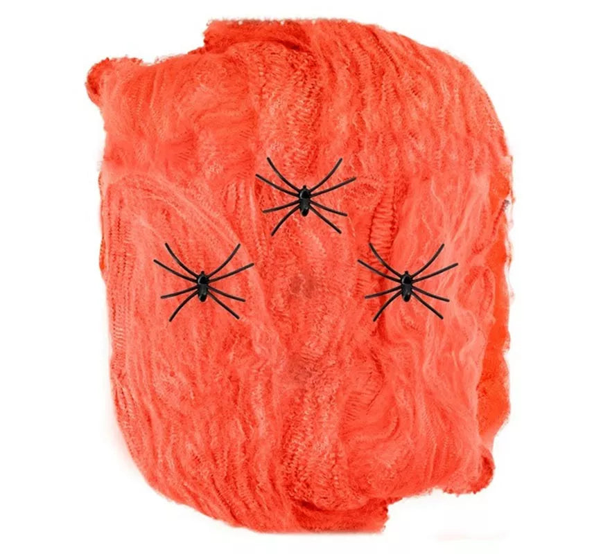 Telaraña de 50 gr naranja con 3 Arañas