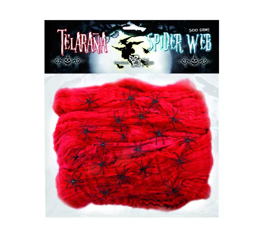Telaraña de 500 gr con 20 Arañas de colores surtidos