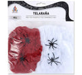 Telaraña rojo y Blanco con 4 Arañas de 80 gr.
