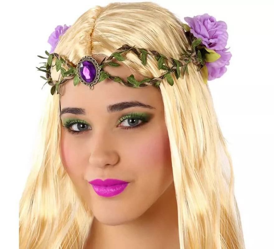 Translation missing: en.Tiara con Ramas y Flores Moradas