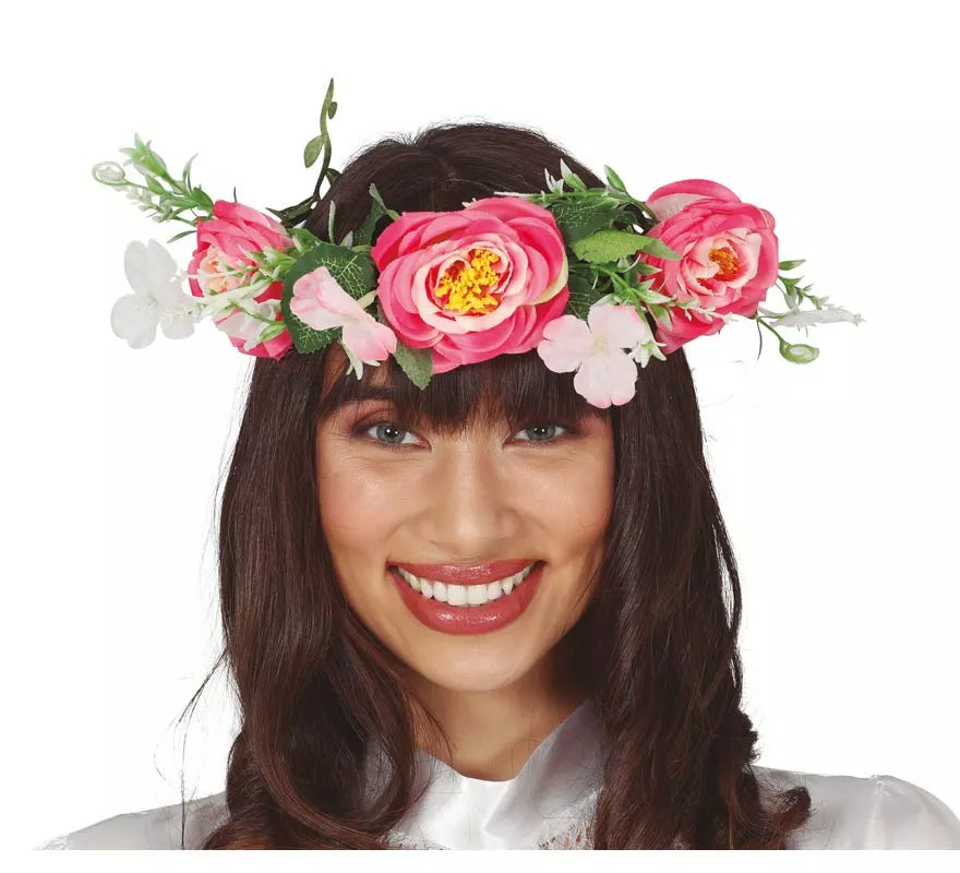 Tiara de Flores Rosadas