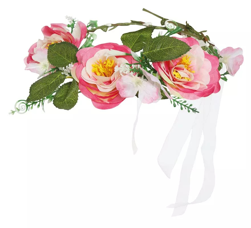Tiara de Flores Rosadas