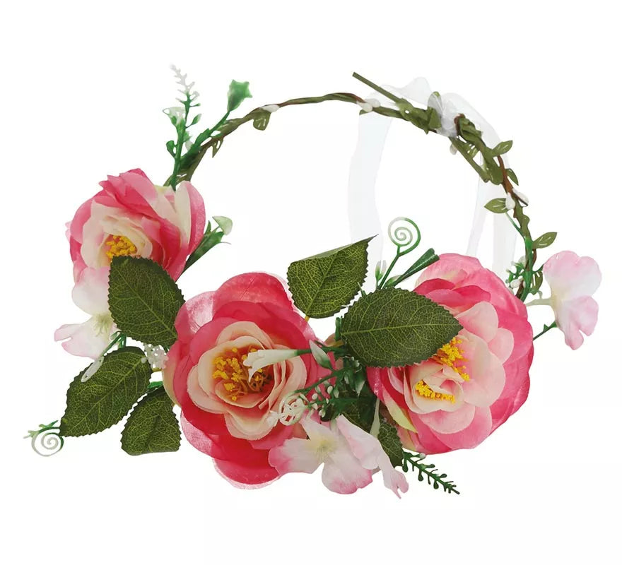 Tiara de Flores Rosadas
