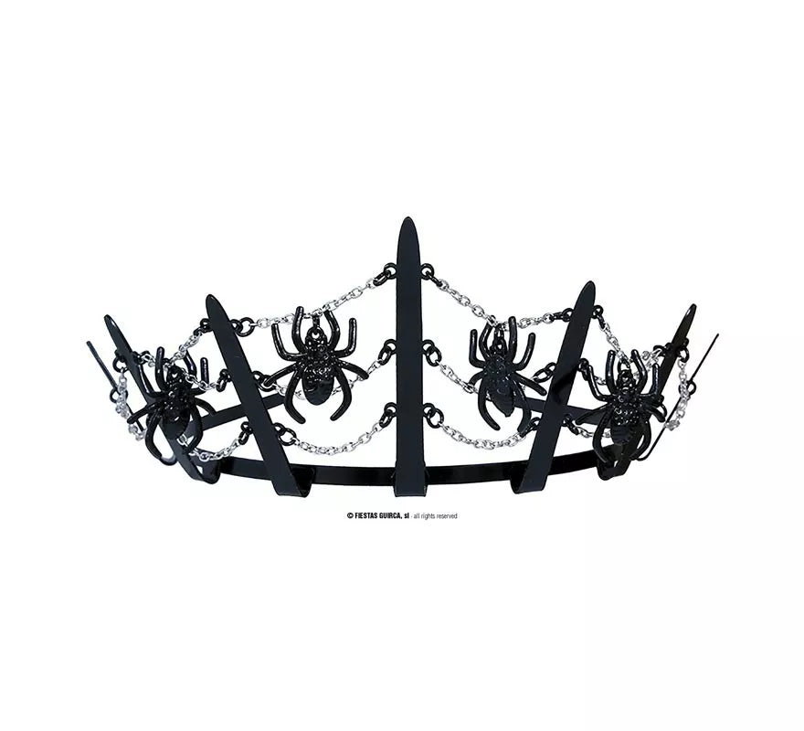 Tiara Metálica de Arañas negras