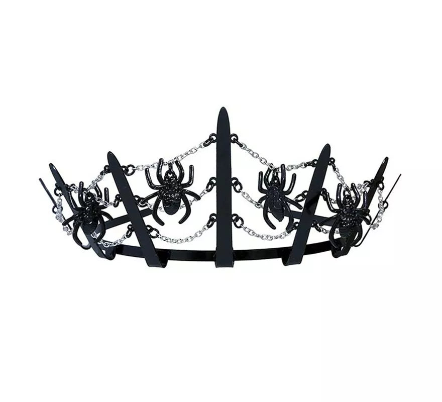 Tiara Metálica de Arañas negras