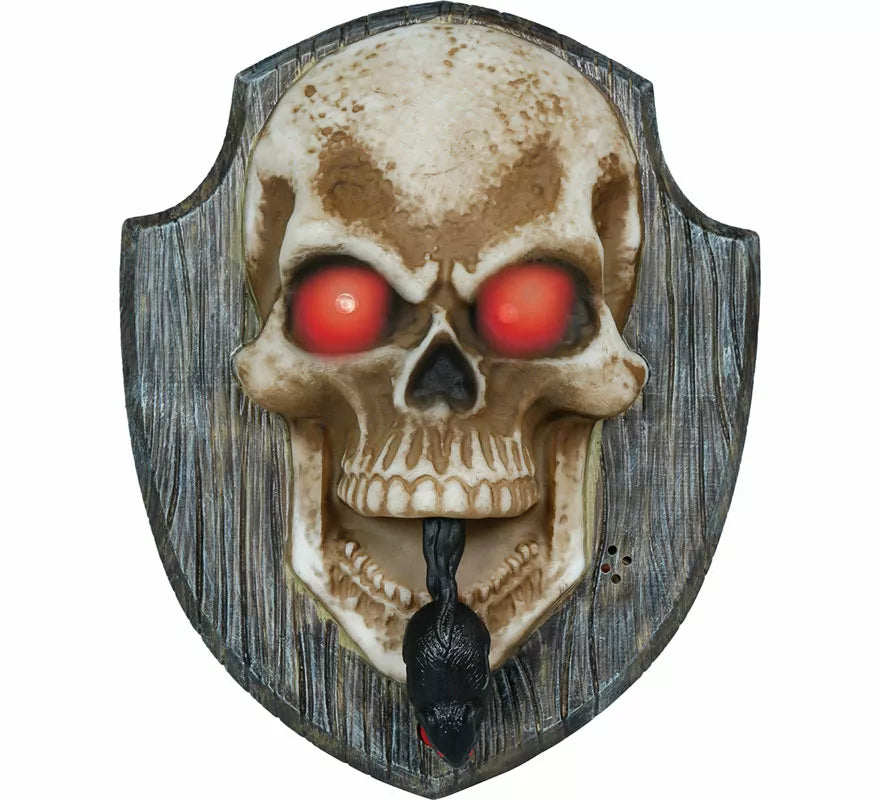 Timbre Calavera con Luz, Sonido y Movimiento de 19x15 cm