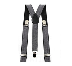 Shiny gray suspenders with shiny hooks