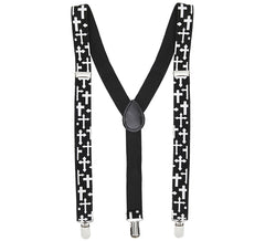 Black Suspenders with White Crosses