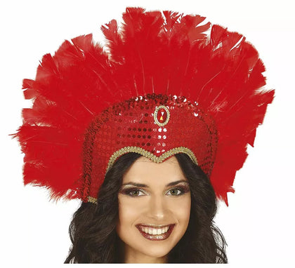 Tocado con Plumas Rojo