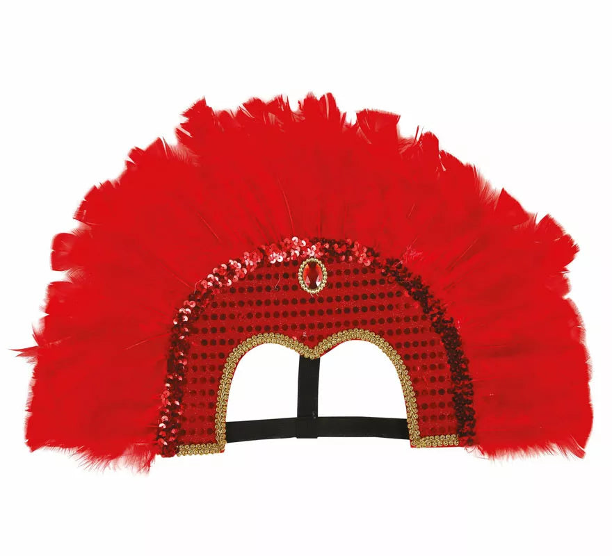 Tocado con Plumas Rojo